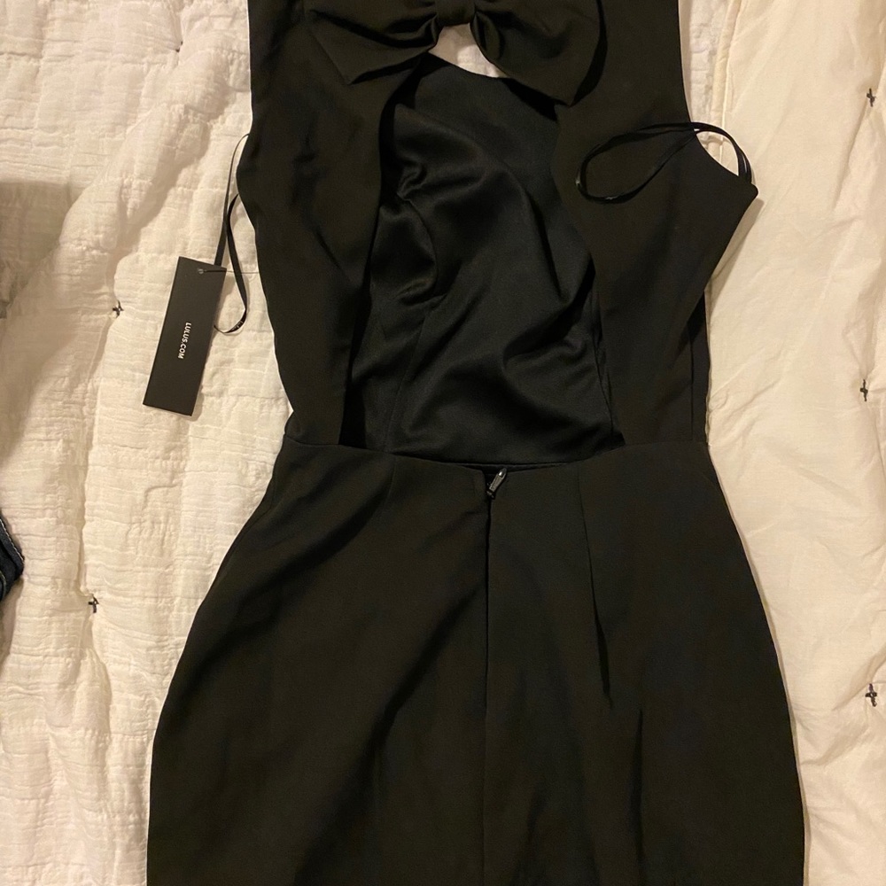 Lulu’s Open Back Black Dress with Bow